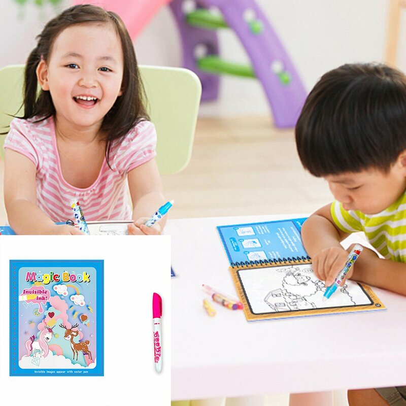 어린이 수제 다채로운 물 그림책 유치원 색칠 낙서 재사용 가능한 마법의 물 그림 책