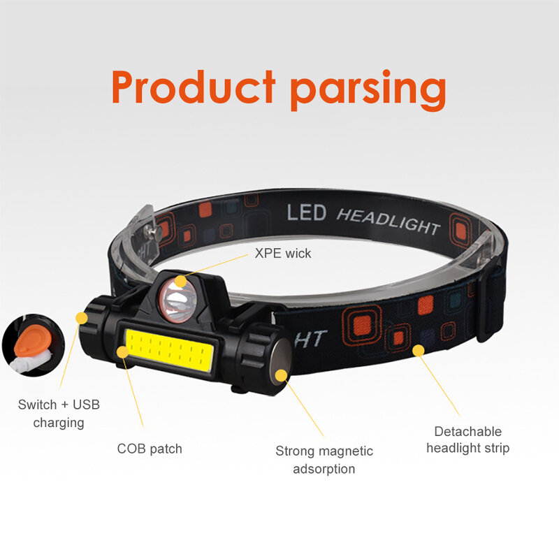 SUNYIMA-minilinterna LED portátil con batería, luz de trabajo impermeable, recargable, potente, para pesca, USB, XPE + COB