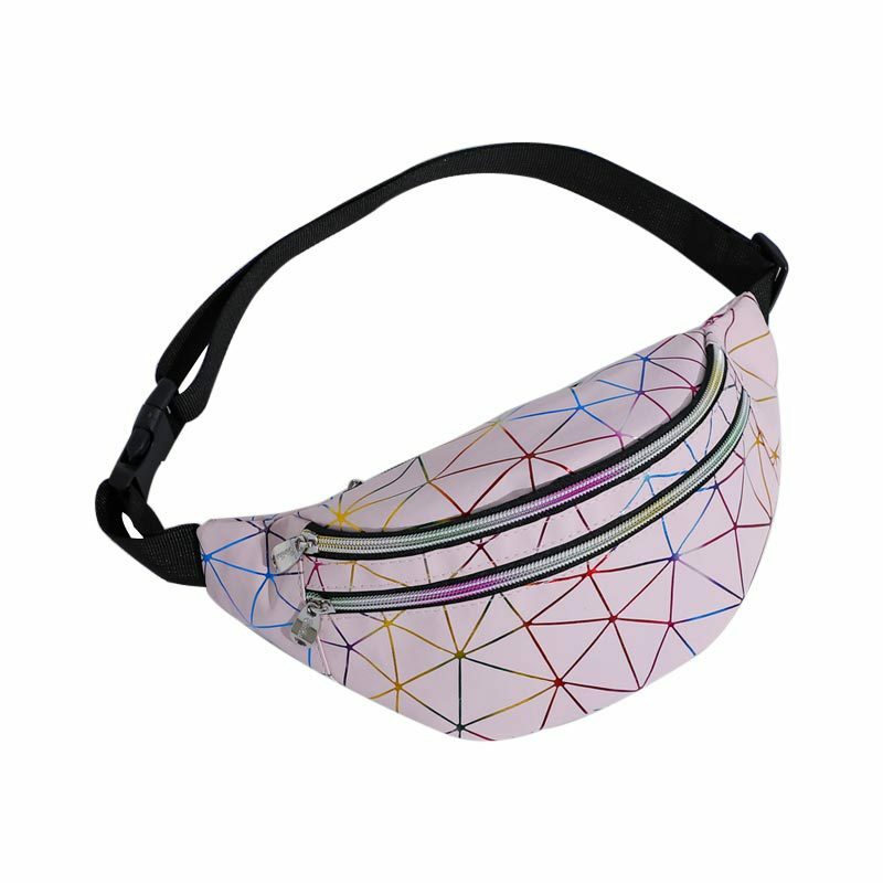 YAOKU 2021 New Arrival Women 's Pu Casual Travel Waist Bag Large Capacity Fanny Pack Mountaineering Outdoor Sports Geometric