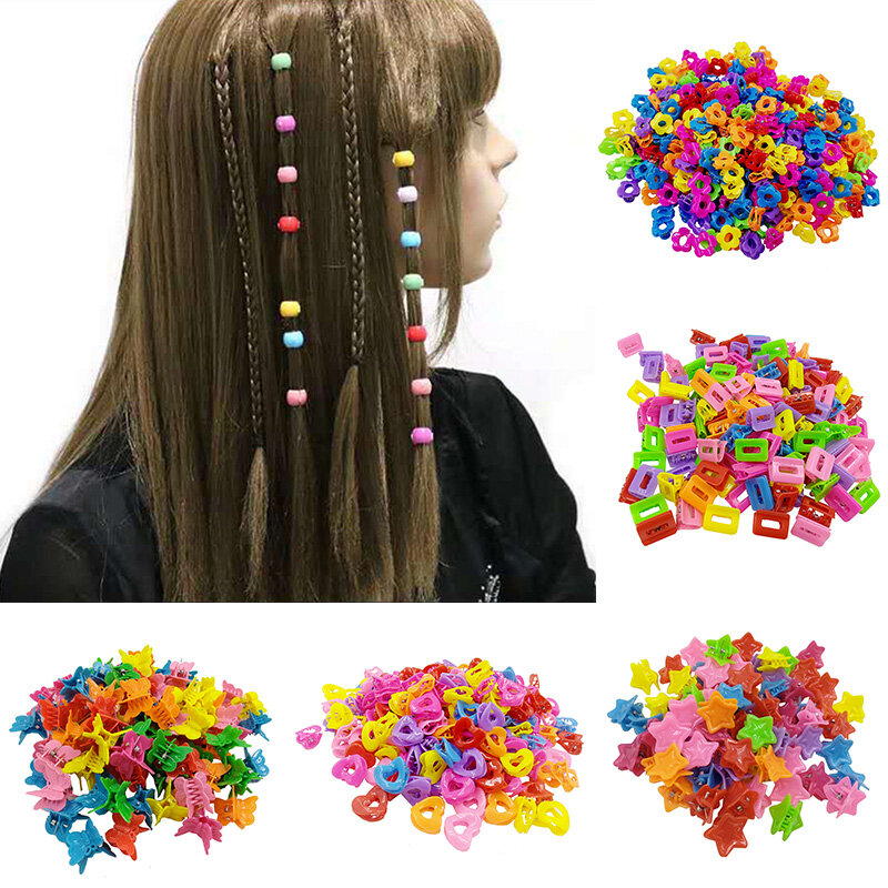 30 pçs/set mini bonito doce cor do cabelo garra clipes grânulos oco plástico hairpins para meninas tranças moda simples headwear novo