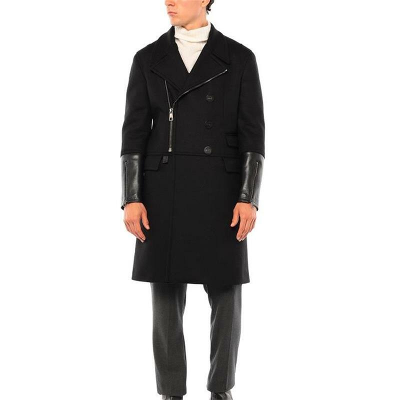 Casaco de lã masculino outono e inverno novo engrossado no longo vento britânico lazer solto grande casaco