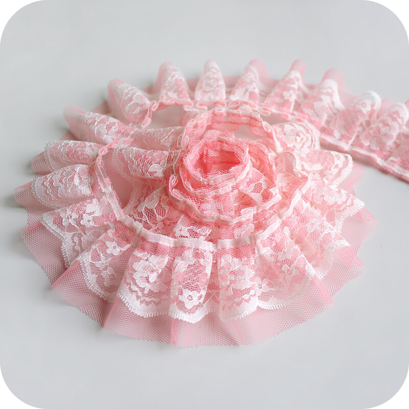5cm Wide Color Double-layer Mesh Folds Ruffled Tulle Lace Ribbon DIY Clothing Skirt Home Textile Decoration Pet Clothes Creation