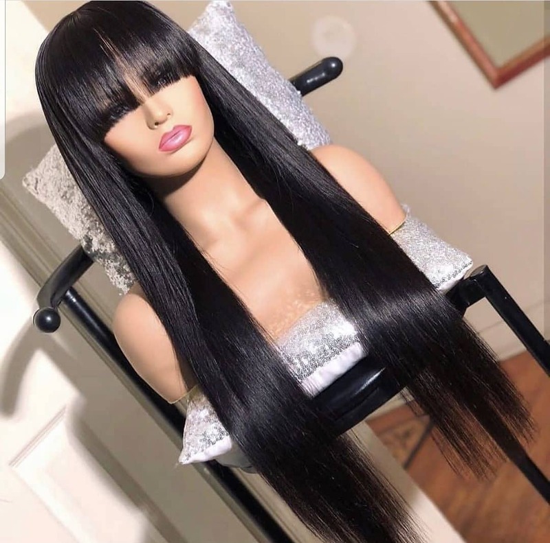 Straight Wig With Bangs Fringe Human Hair Wig With Bangs For Women Brazilian Remy Hair Glueless Full Machine Made With Bangs