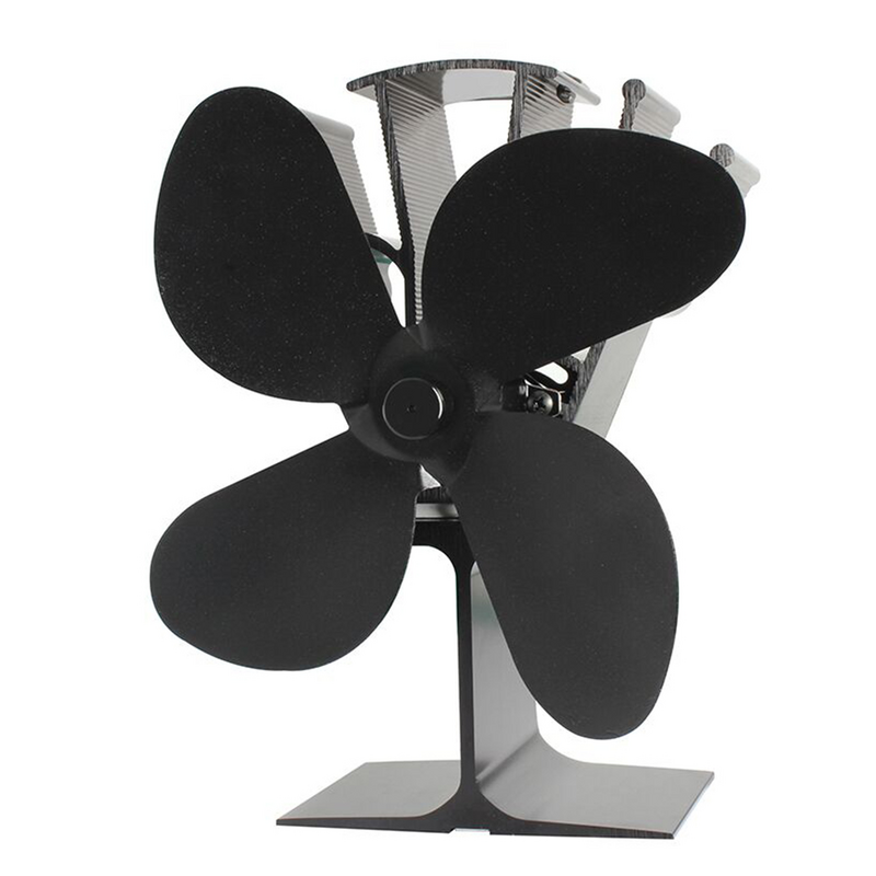 1 Pc Thuis Haard Fan Zwart Kachel Fan Stille Motoren Warmte Aangedreven Kachel Ventilator