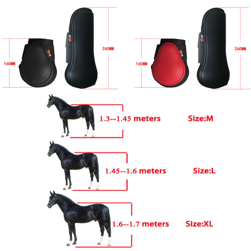 2Pairs Horse Tendon Boots Equestrian Equipment Front Hind Leg Tendon Fetlock Boots Set PU Leather Horse Protective Gear