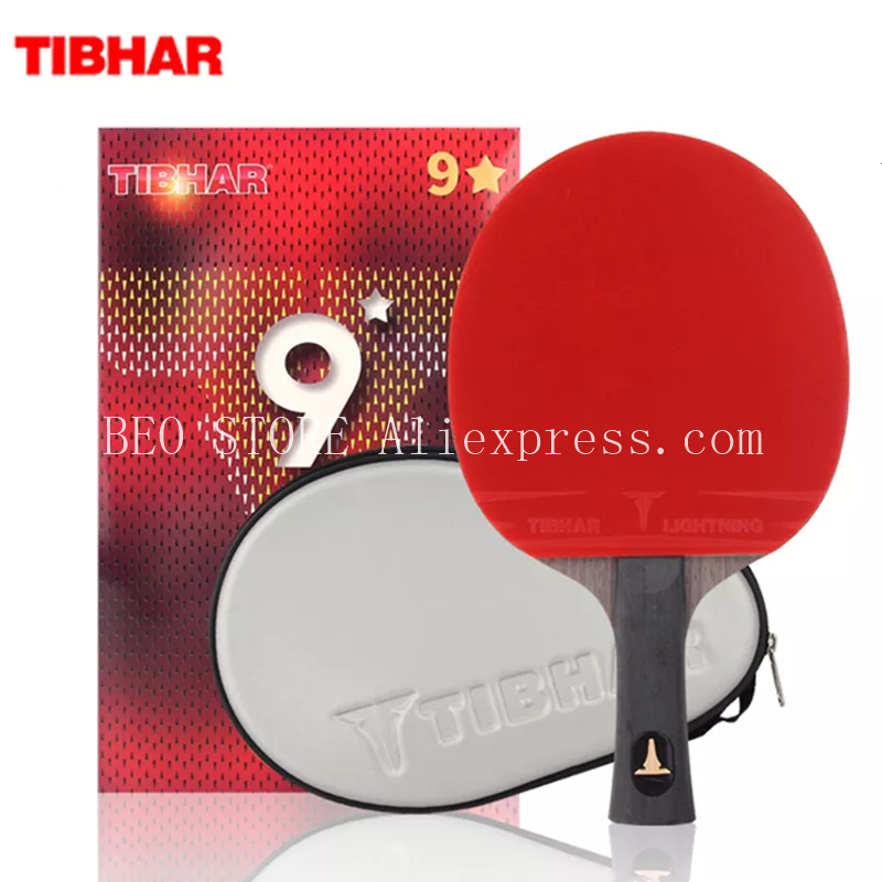 Tibhar 9 estrela raquete de tênis de mesa superior de borracha pegajosa lâmina de carbono raquetes de ping pong espinhas-em pingpong paddle bat