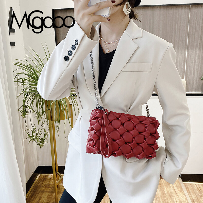 Тканая сумка на плечо Mgcdoo, сумка-мессенджер на цепочке, индивидуальная Женская сумочка, повседневные клатчи, сумка