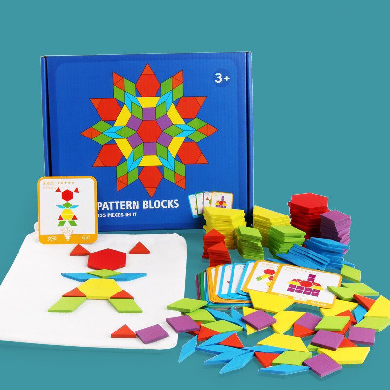 155 sztuk dziecko drewniane puzzle jigsaw zestaw kolorowy kształt zabawki edukacyjne montessori dla dzieci dzieci nauka rozwoju kreatywności