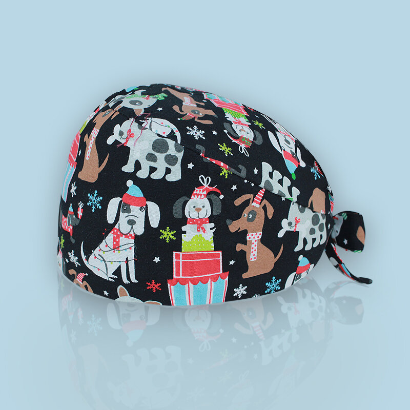 Santaพิมพ์หมวกฝ้ายแท้คุณภาพสูงแฟชั่นMulticolorพยาบาลขัดหมวกผ้าพันคอTurban Unisexหมอหมวก