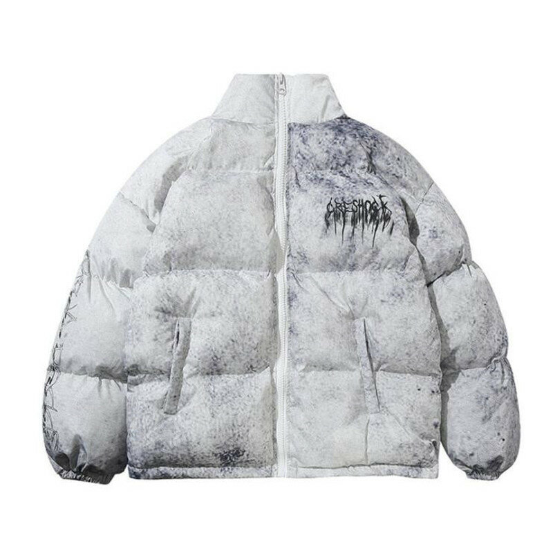 Homens hip hop oversize acolchoado bombardeiro jaqueta casaco streetwear graffiti jaqueta parka algodão harajuku inverno para baixo casaco outwear