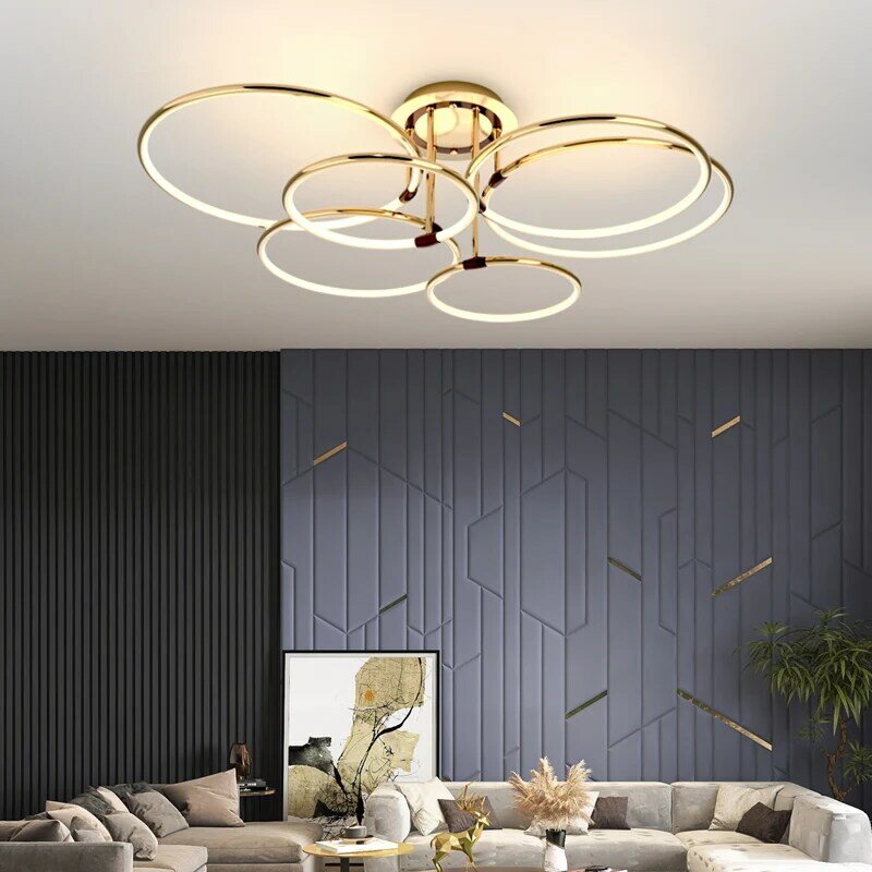 Lampe LED nordique moderne et dorée pour salon, nouvelle lampe créative pour chambre à coucher, bureau, Restaurant