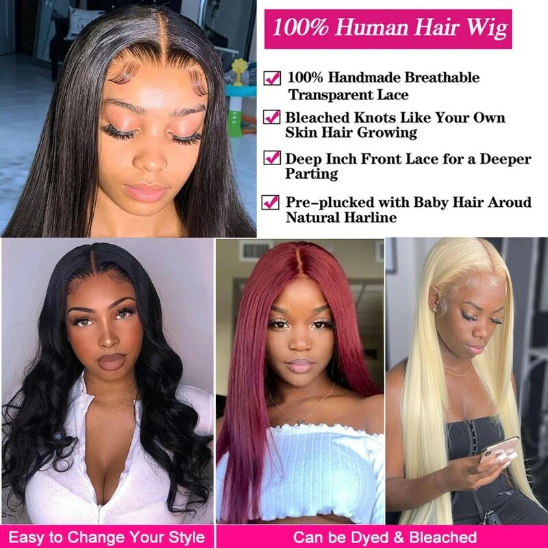 Middle Part Remy Brazilian Straight 1x4 Lace Part Human Hair Wig 1x4 T Part Lace Closure Wig Short Bob Human Hair With Baby Hair