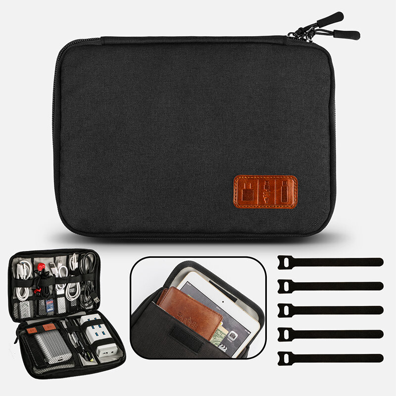 Sac de rangement pour câbles électroniques, pochette de rangement Portable multifonctionnelle, sac de rangement pour câbles chargeur USB étanche noir