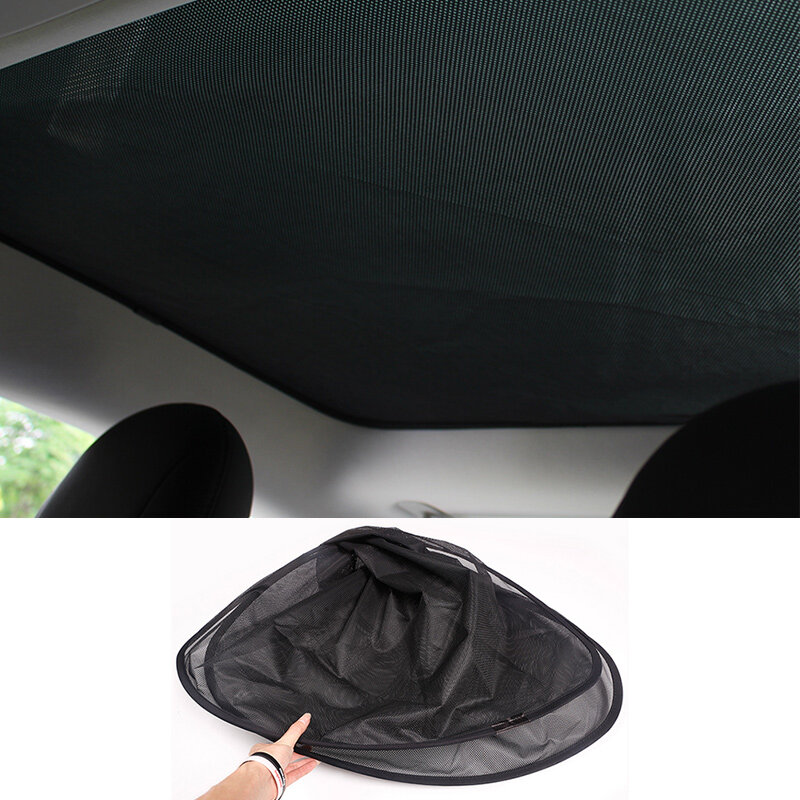 Parasol de techo de cristal delantero y trasero para Tesla modelo 3, juego de cubiertas reflectantes de tragaluz, tela de nailon negra, 2017-2021