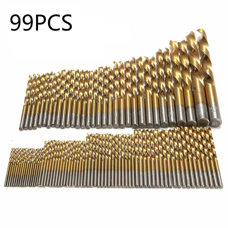 99PCS Set di punte elicoidali in titanio HSS 1.5-10mm codolo esagonale utensili per la lavorazione del legno punta da trapano in acciaio ad alta velocità per acciaio metallo plastica