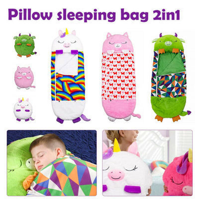 Детский мультяшный спальный мешок Happy Nappers, Детская плюшевая подушка для куклы, спальный мешок с животными для маленьких мальчиков и девочек...