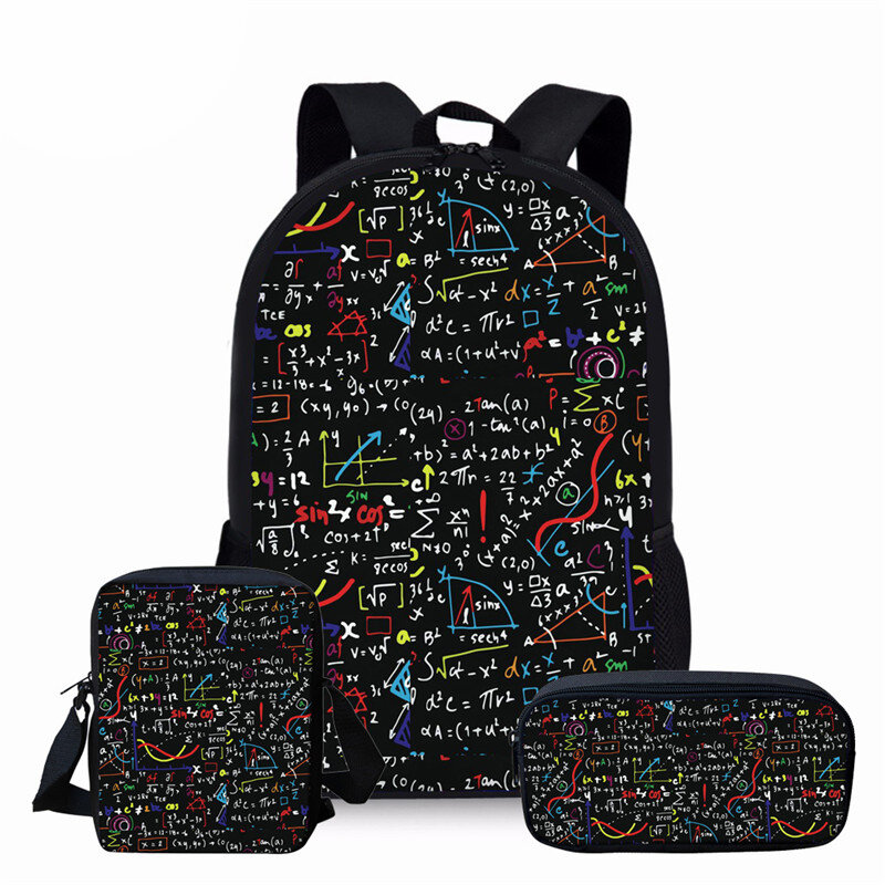 Fórmula matemática imprime mochila para meninas meninos escola conjunto crianças padrão geométrico mochila crianças mochila