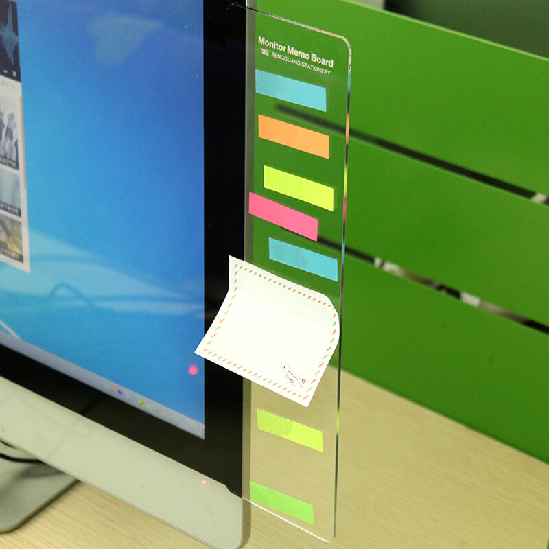 Placa de memorando de mensagem de monitor de acrílico transparente para monitores de tela do computador placa de mensagem planejador de painel lateral lembrar almofada de memorando