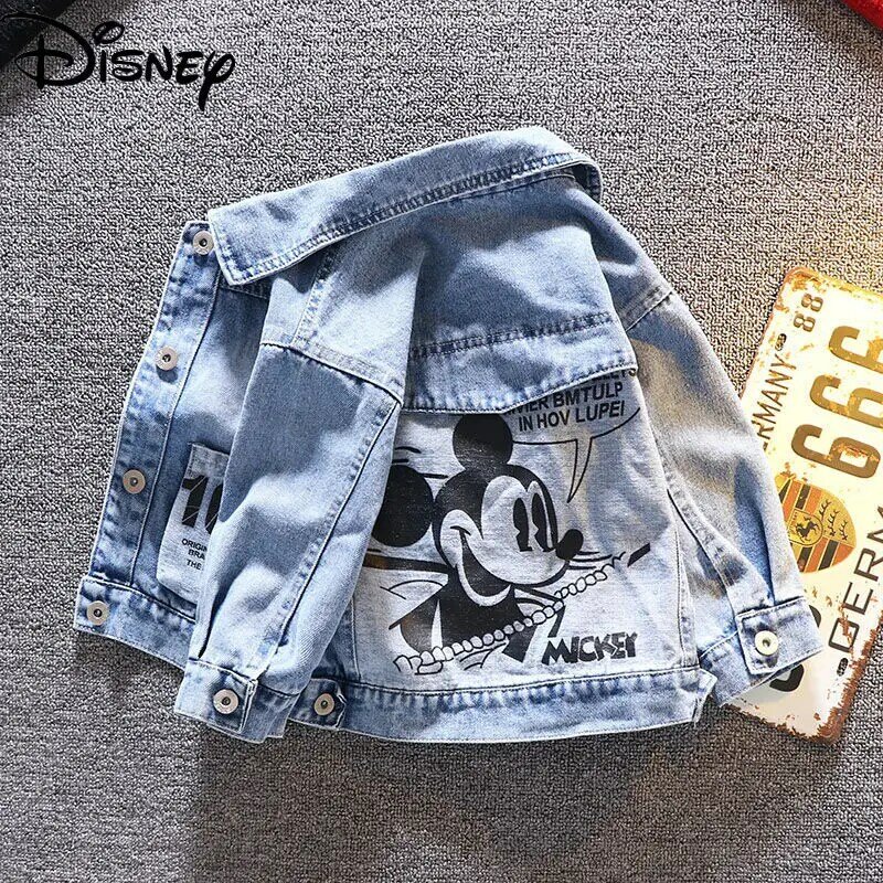 Disney fashion trend modele wiosenne i jesienne wygodne i miękkie kurtki jeansowe prosta kreskówka myszka miki drukuj dziecięca kurtka