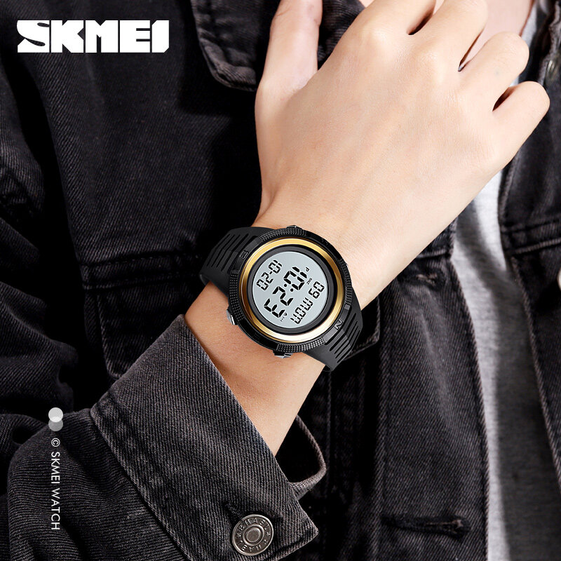 SKMEI Date Week Sport Watch Men 2 Time Waterproof Mens Digital Wrist Watches PU Leather Soft Watches For Men reloj hombre 1632