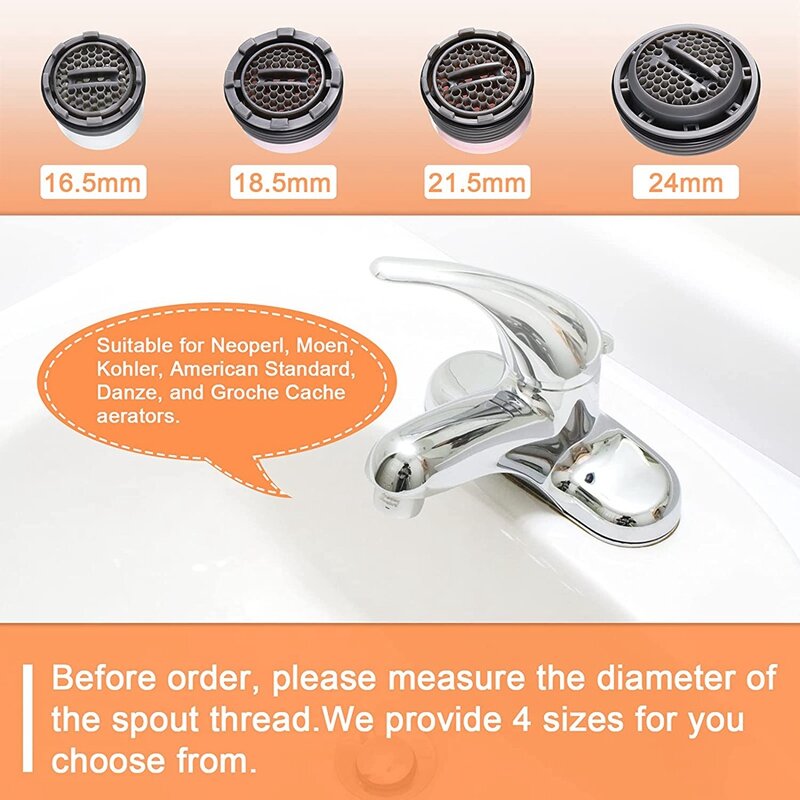 12 Pieces Faucet Aerator for Cache Aerators and 5 Pieces Cache Faucet Aerator Key Removal Wrenches