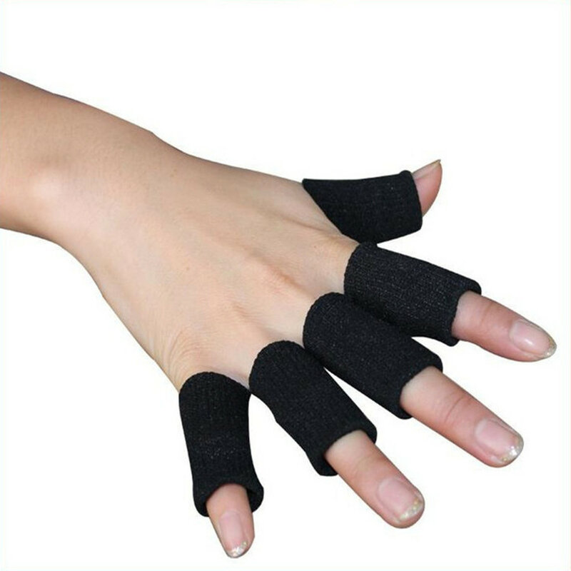 10 pçs protetor de dedo luva apoio basquete esportes polegar cinta protetor aid artrite bandagem envoltórios mangas dedo