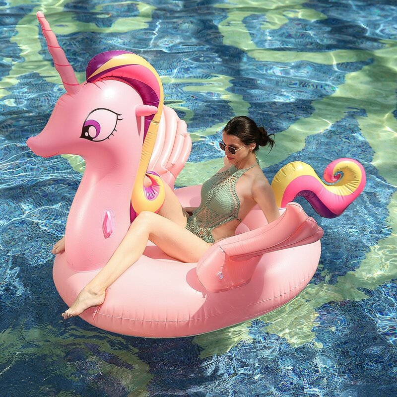 2022น่ารักสีชมพูยูนิคอร์นผู้ใหญ่ลอยแถวผู้ใหญ่ Inflatable น้ำลอยเตียงสำหรับพักผ่อนสันทนาการว่ายน้...