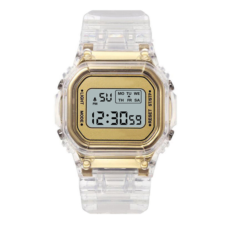 Mode Uhr Frauen Männer Gold Casual Transparent Digitale Sport Uhren Liebhaber Geschenk Uhr Kinder Armbanduhr Weibliche Reloj mujer