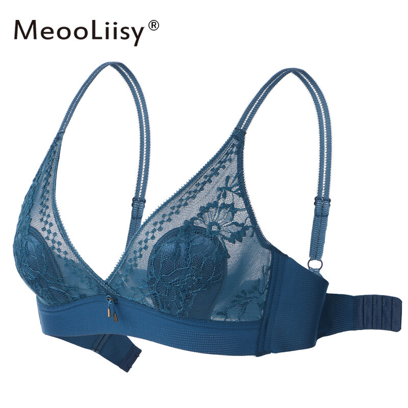 MeooLiisy-Conjunto de sujetador y Bralette de encaje para mujer, conjunto de lencería transparente ultrafino, sin aros y bragas
