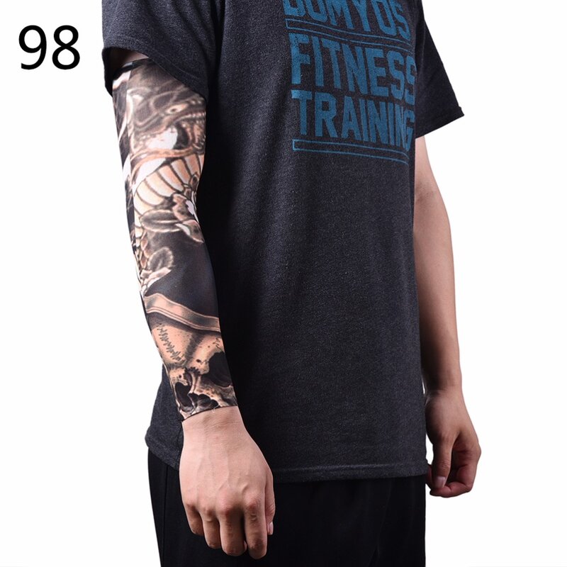 Skin Protective Arm Warmer Nylon Stretchy Fake Tattoo Sleeves Design Arm Tattoos Cool Men UV Protection Women Tattoo Sleeves