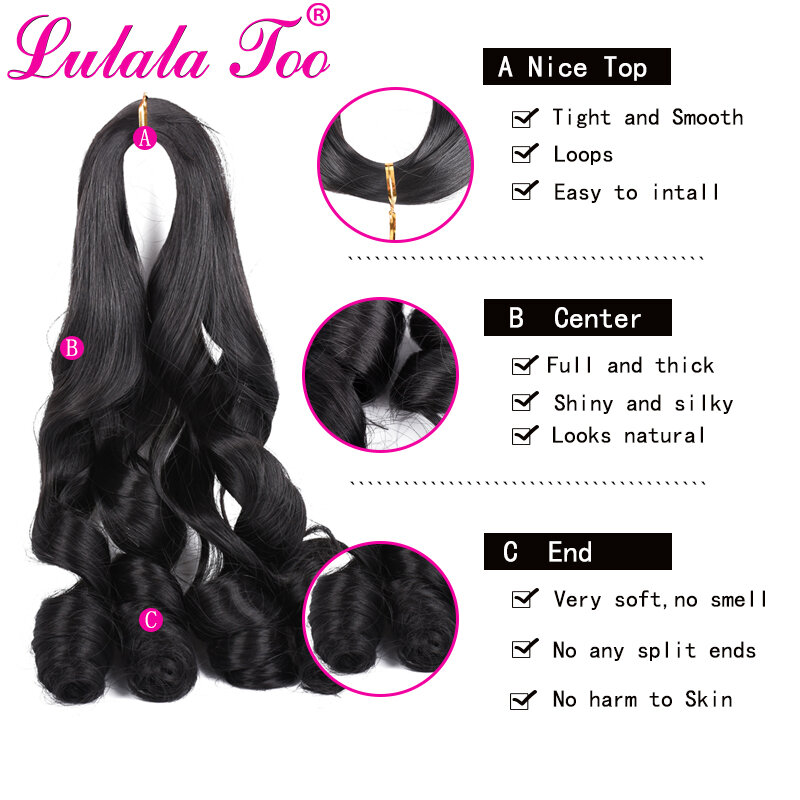 Boucles en spirale de 20 pouces, Loose Wave, Extension de cheveux synthétiques, tresses pré-étirées au Crochet pour femmes noires