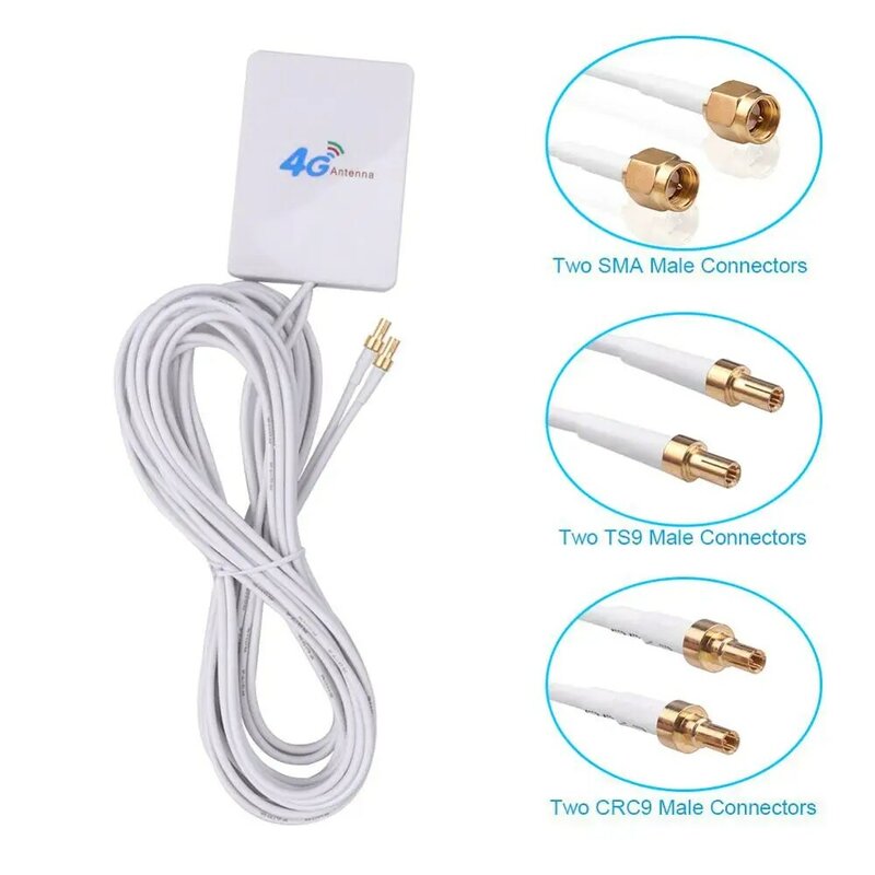 Kebidumei 2M cable 3G 4G LTE Antenna External Antennas for Huawei ZTE 4G LTE Router Modem Aerial with TS9/ CRC9/ SMA Connector