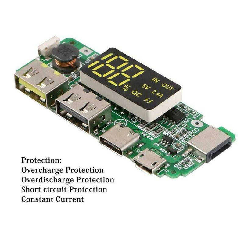 LED Dual USB 5V 2.4A USB Mobile Power Bank 18650 Charging Module Lithium Battery Charger Board Circuit Protection