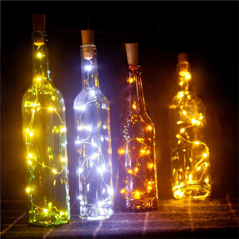 6 sztuk 2M 20 diod led łańcuchy świetlne srebrne miedziane drutu światełka girlanda korek do butelki dla szklane wyroby świąteczne dekoracje ślubne