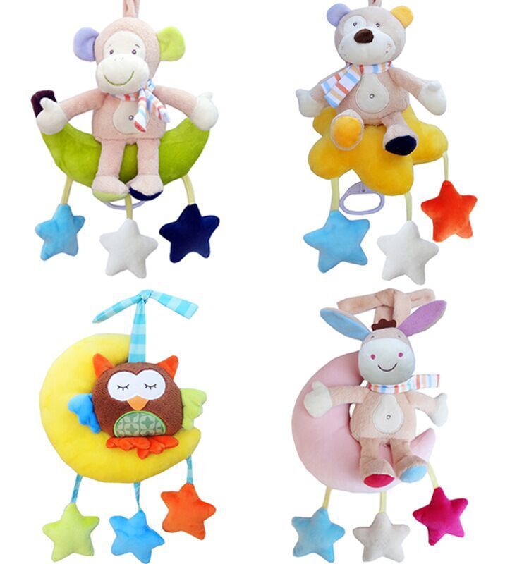 Baby bed bell 0-1 years old wind up music pull bell Plush cart pendant 3-12 months toy