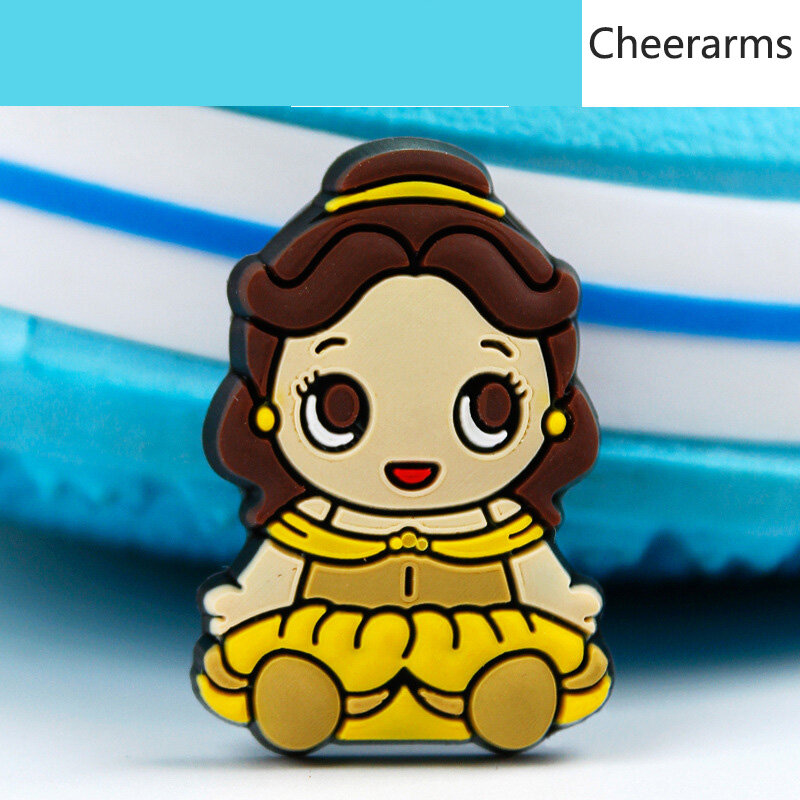 1pc Cartoon Princess Shoe Charms Buckle For Croc jibz Clogs Garden Shoe Accessories Shoe Decoration Girls Party X-mas Gift