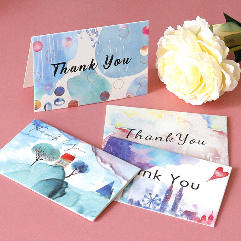 6Set Painting Thank You Cards Wedding Party Invitation Greeting Cards Envelope