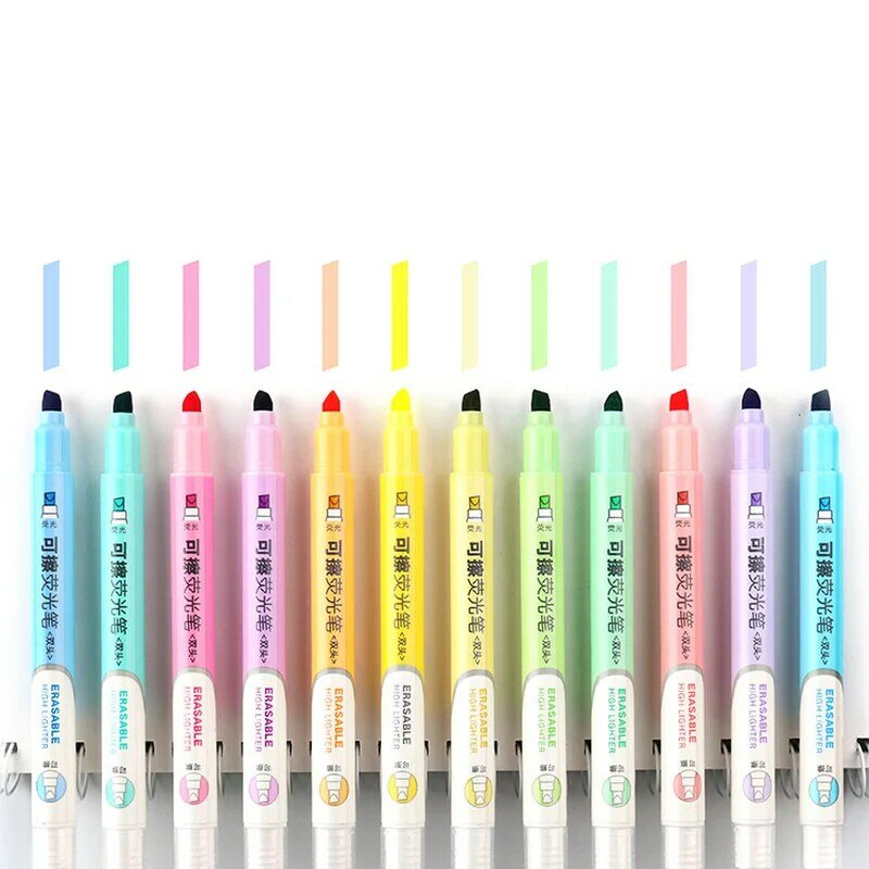 6 ألوان قابلة للمسح المربعات الباستيل علامات مزدوجة تلميح قلم مضيء 