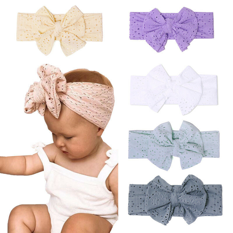 New Newborn Sweet Bow Headband Turban Baby Girl Toddler Cotton Bowknot Solid Color Hair Accessories Baby Headwear Photography