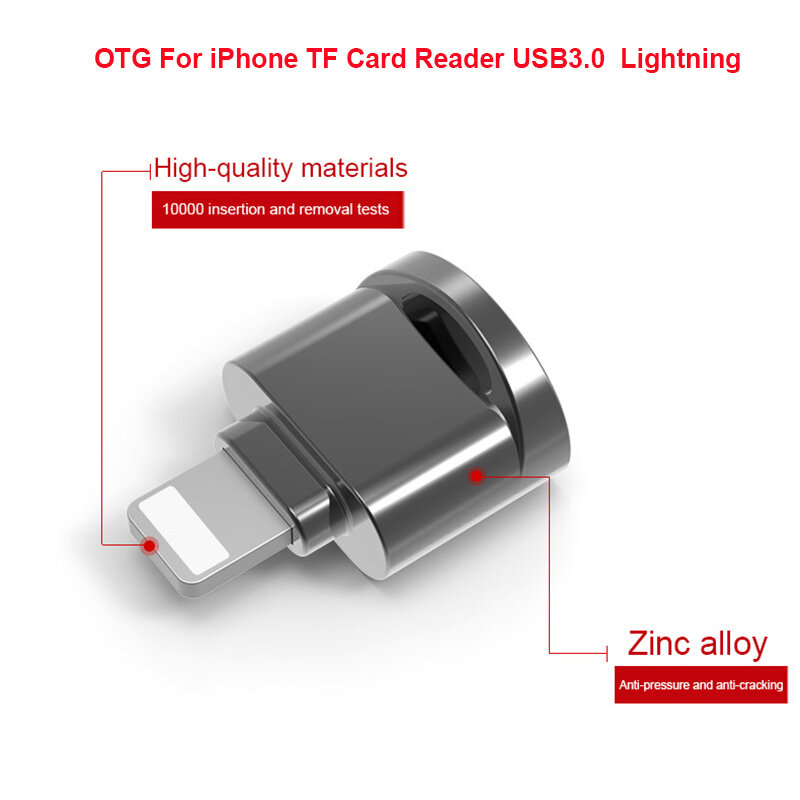 Ginsleper iPhone TF Card Reader USB3.0 Plug & Play adattatore da Lightning a MicroSD nessun Driver necessario per Iphone 7 8X11 IOS13