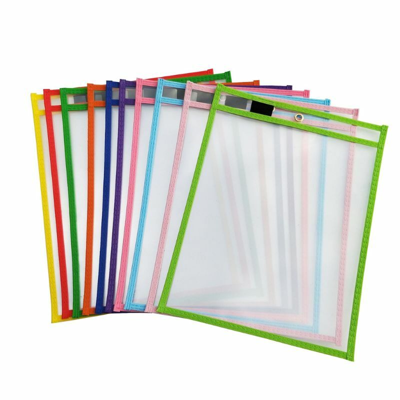 Bolsillos de plástico reutilizables, perfecto para organización de clase, suministros de enseñanza, M3GE
