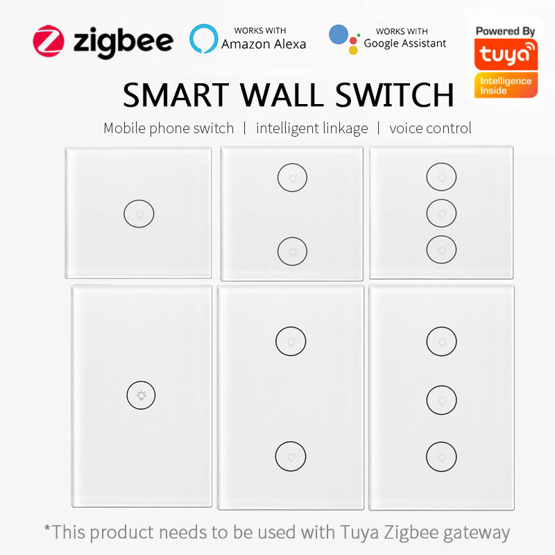 ZigBee EU US Smart Switch With/Without Neutral Wire Two Wiring for Smart Life Tuya Automation,Compatible with Alexa Google Home