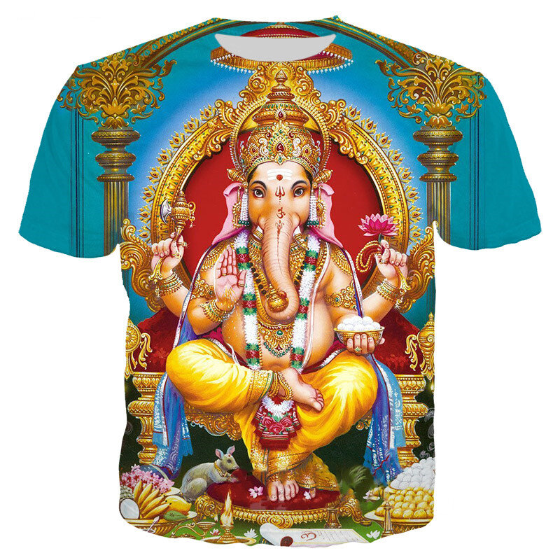 Ganesha – T-shirt surdimensionné pour hommes et femmes, Streetwear, mode décontractée, Hindu, dieu de la sagesse, imprimé en 3D, Harajuku