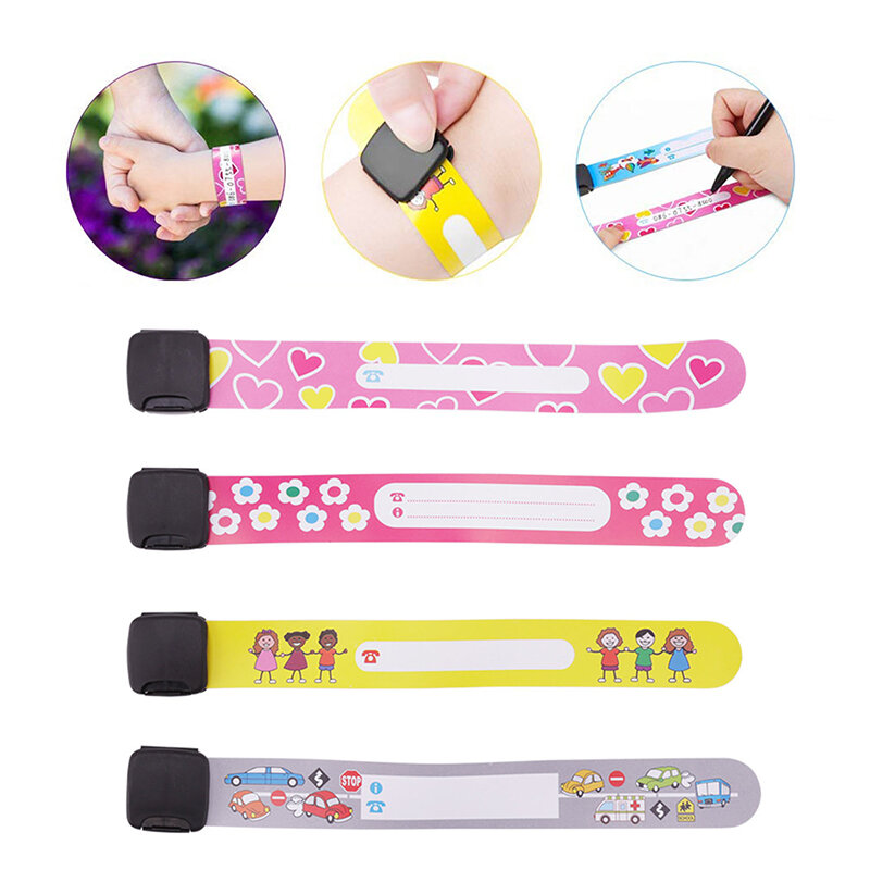4PCS Travel Accessories Adjustable Children Outdoor Safe Anti-lost Wristband Safety Bracelet For Kids Waterproof Wrist Strap