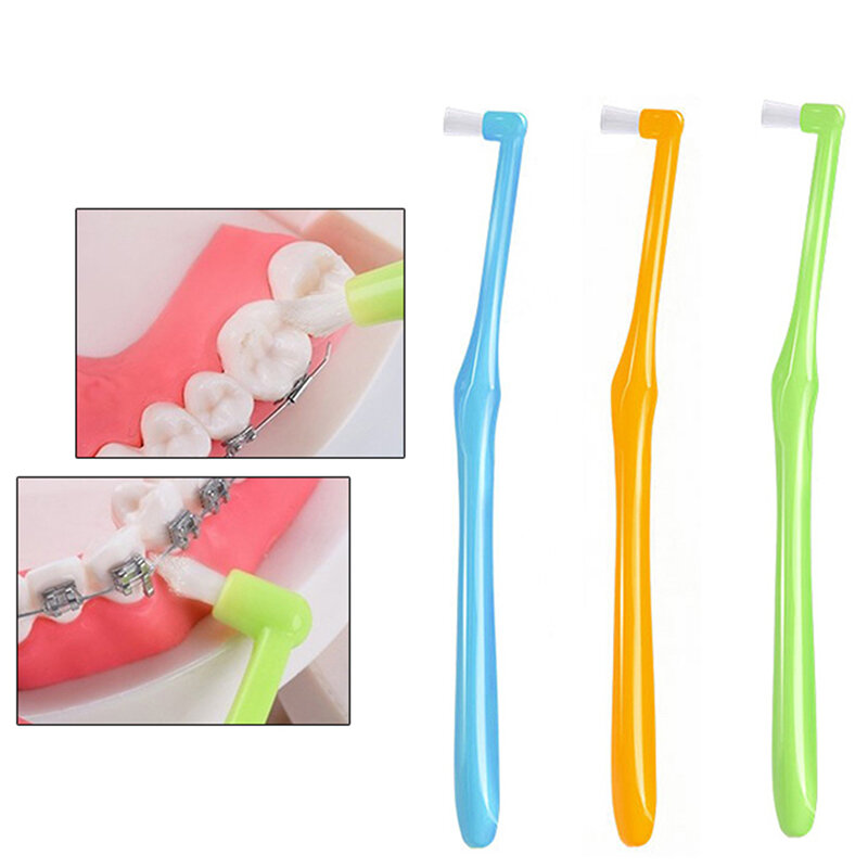 Escova interdental para limpeza, escova ortodôntica macia para cuidados bucais, ferramenta de limpeza dental, 1 peça