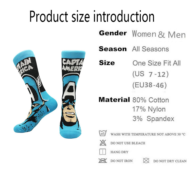 Venda quente alta meias anime meias homens mulheres novidade engraçado meias de rua moda masculina meias longas dos desenhos animados skarpety impresso legal meias