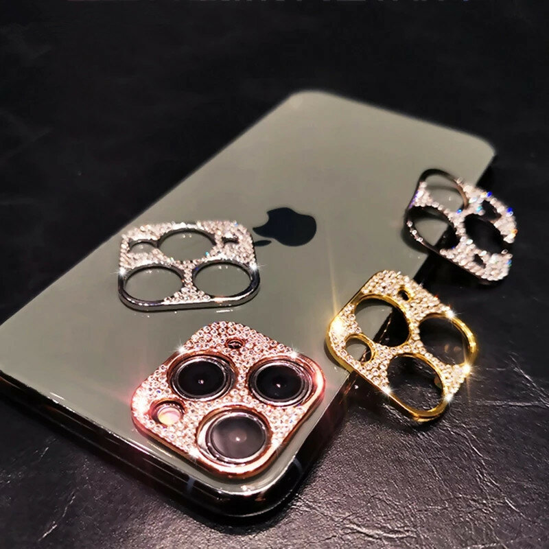 Luxus 3D Kristall Glitter Stein Für iPhone 12 13 Mini Pro Max Mode Bling Diamant Objektiv Schutz Kamera Protector PC abdeckung