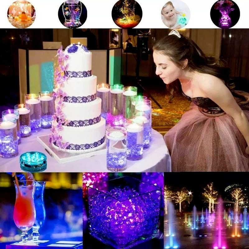 10 Leds Submersible Light 16 RGB Colors for Outdoor Pond Fountain Vase Garden Swimming Underwater Hot Tub Spa Jacuzzi Pool Lamp
