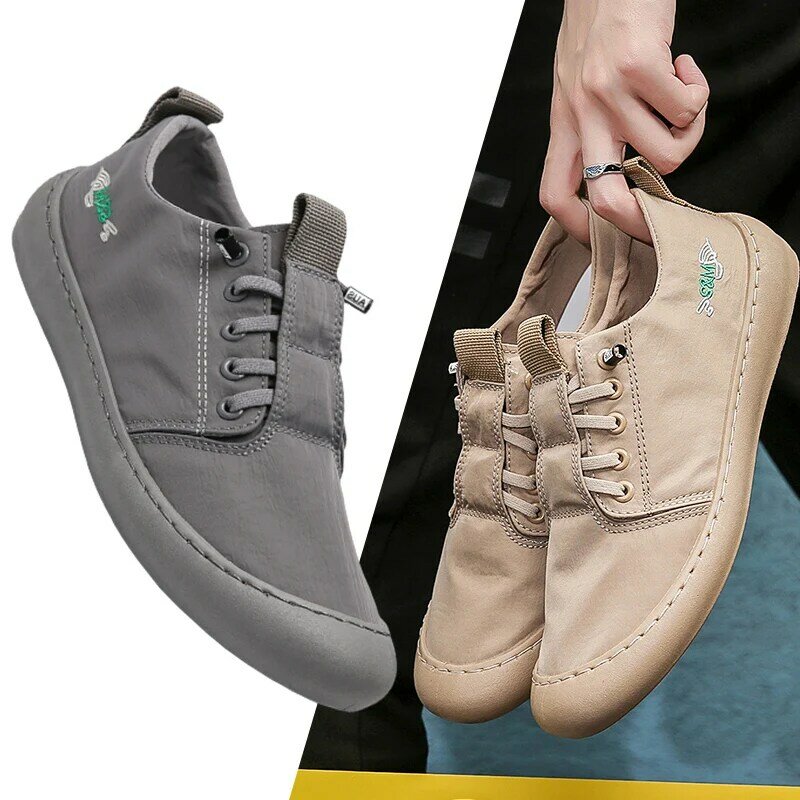 Men Casual Shoes Loafers Anti-Slip Breathable Shoes Man Fashion Solid Color Lace-up Flats Shoes for Men zapatillas de hombre