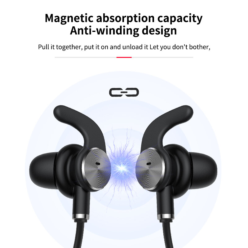 Headset Bluetooth Nirkabel, Headset Dudukan Leher Olahraga Noise Reduction Aktif ANC, Universal untuk Ponsel Apple dan Android